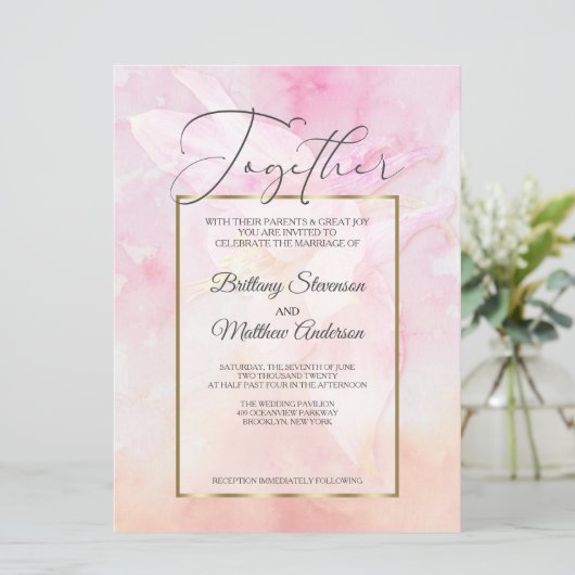 PINK COLUMBINE FLOWER WATERVERF SPLASH KAART (Staand voorkant)