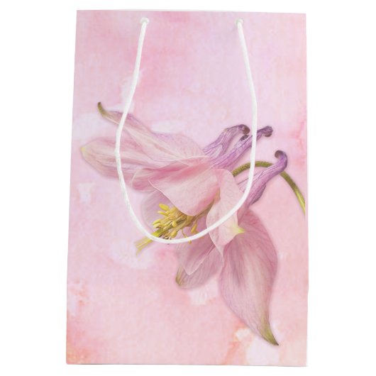 PINK COLUMBINE FLOWER WATERVERF SPLASH MEDIUM CADEAUZAKJE (Achterkant)