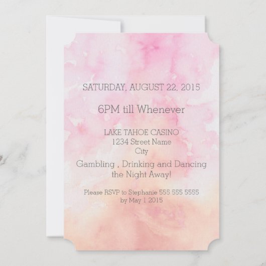 PINK COLUMBINE FLOWER WATERVERF SPLASH WEDING KAART (Achterkant)