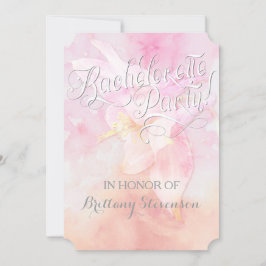 PINK COLUMBINE FLOWER WATERVERF SPLASH WEDING KAART