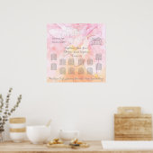 PINK COLUMBINE FLOWER WATERVERF SPLASH WEDING POSTER (Keuken)