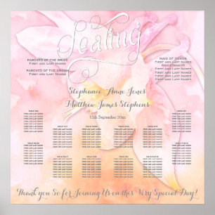 PINK COLUMBINE FLOWER WATERVERF SPLASH WEDING POSTER