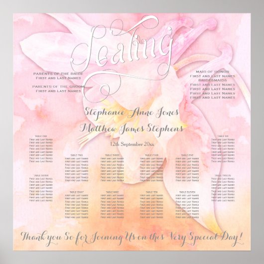 PINK COLUMBINE FLOWER WATERVERF SPLASH WEDING POSTER (Voorkant)