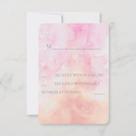 PINK COLUMBINE FLOWER WATERVERF SPLASH WEDING RSVP KAARTJE (Achterkant)