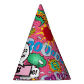 Pink Comic Book Superheld Birthday Feesthoedjes (Rechts)