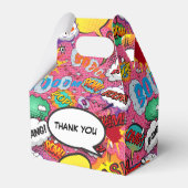 Pink Comic Book Superheld Birthday Party Bedankdoosjes (Achterkant)