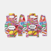 Pink Comic Book Superheld Birthday Party Bedankdoosjes (Uitgevouwen)
