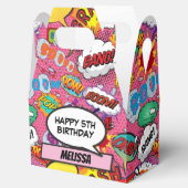 Pink Comic Book Superheld Birthday Party Bedankdoosjes (Geopend)