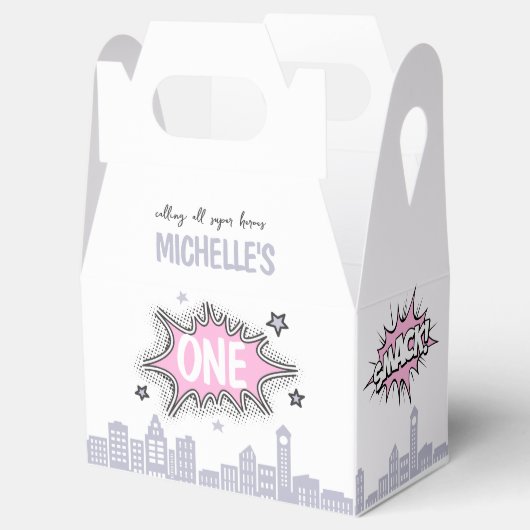 Pink Comics Boek Supergirl Gable Favor Box Bedankdoosjes (Geopend)