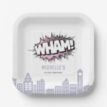 Pink Comics Book Superhero Verjaardag