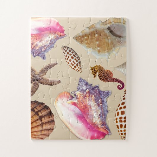 Pink Conch Junonia Seahorse Kinderen Legpuzzel (Verticaal)