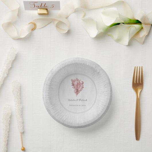 Pink Conch Shell Wedding Paper Bowls Papieren Kommen (Huwelijk)