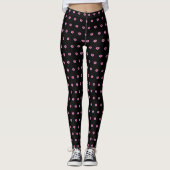 "Pink Cone Flowers" op zwart - Leggings (Voorkant)