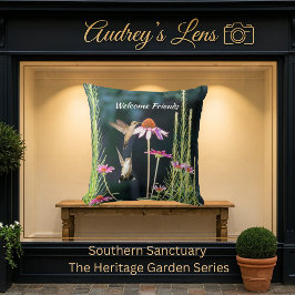 Pink Coneflower & Hummingbirds Welcome Kussen