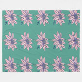 Pink Coneflower Teal Pattern Fleece Deken (Voorkant (Horizontaal))