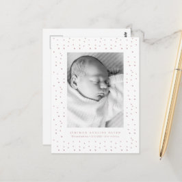Pink Confetti Baby Birth Announcement Postcard Briefkaart