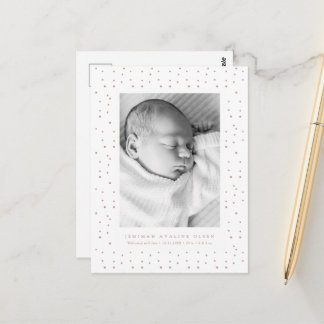 Pink Confetti Baby Birth Announcement Postcard Briefkaart