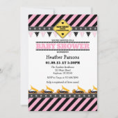 Pink Construction Baby shower Invitation Kaart (Voorkant)