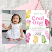 Pink Cool One Popsicle Afbeelding 1e Verjaardagsfe Kaart