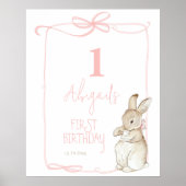 Pink Coquett Peter the Rabbit 1st Birthday Welcome Poster (Voorkant)