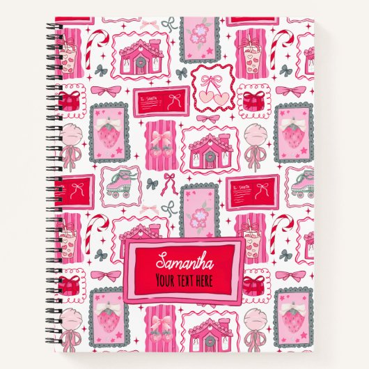 Pink Coquette aesthetic girly whimsical pattern Notitieboek (Voorkant)
