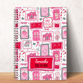 Pink Coquette aesthetic girly whimsical pattern Notitieboek