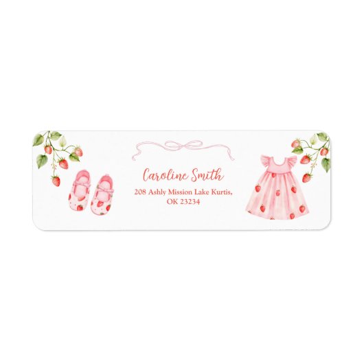 Pink Coquette Baby Clothes Address Label (Voorkant)