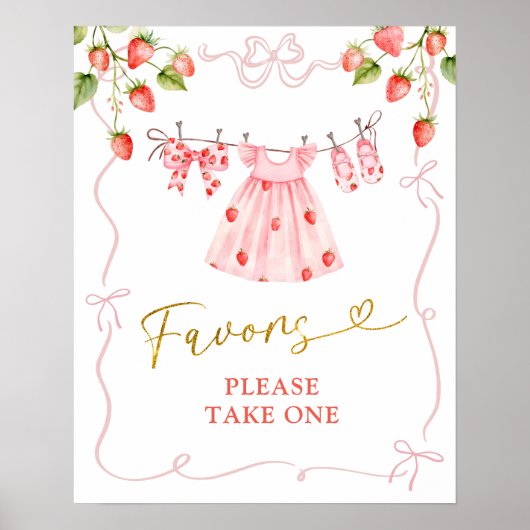 Pink Coquette Baby Clothes Berry Favors Poster (Voorkant)