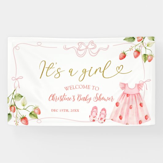 Pink Coquette Baby Clothes Berry Large Banner (Horizontaal)