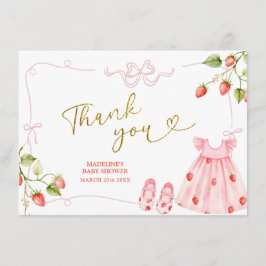 Pink Coquette Baby Clothes Berry Thank You Card Informatiekaartje