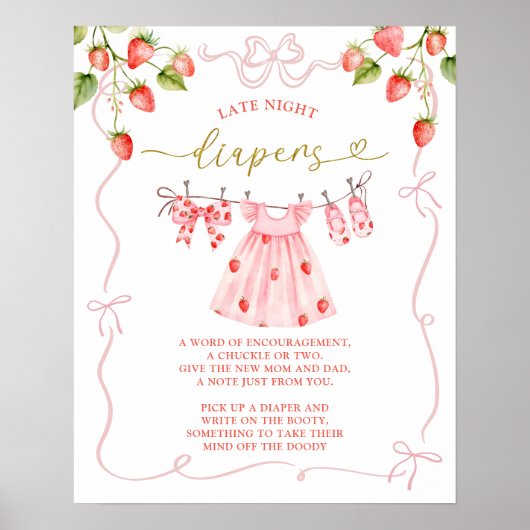 Pink Coquette Baby Clothes Late Diapers Poster (Voorkant)