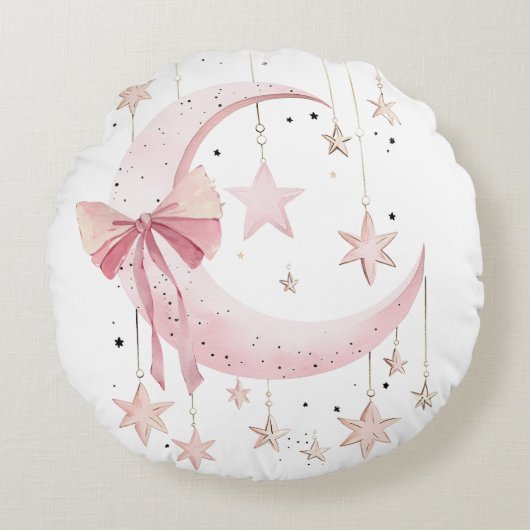 Pink Coquette Baby Rond Kussen (Voorkant)