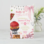 Pink Coquette Backyard BabyQ Baby Shower Kaart (Staand voorkant)