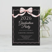 Pink Coquette Bow 2026 Graduation Party Kaart (Staand voorkant)