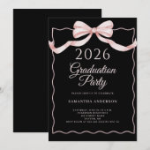Pink Coquette Bow 2026 Graduation Party Kaart (Voorkant / Achterkant)