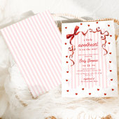 Pink Coquette Bow A Little Sweetheart Baby Shower Kaart