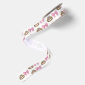 Pink Coquette Bow and Tiara Pattern Satin Ribbon Satijnen Lint (Achterkant)