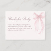 Pink Coquette Bow Baby Shower Baby Books Card Informatiekaartje (Voorkant)