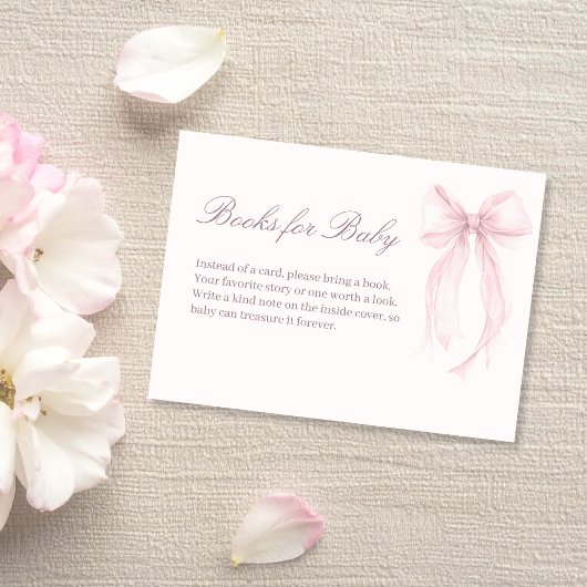 Pink Coquette Bow Baby Shower Baby Books Card Informatiekaartje