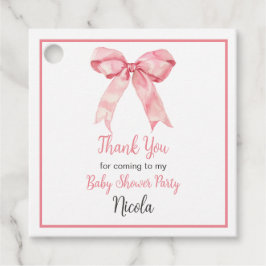 Pink Coquette Bow Baby Shower Bedankjes Labels