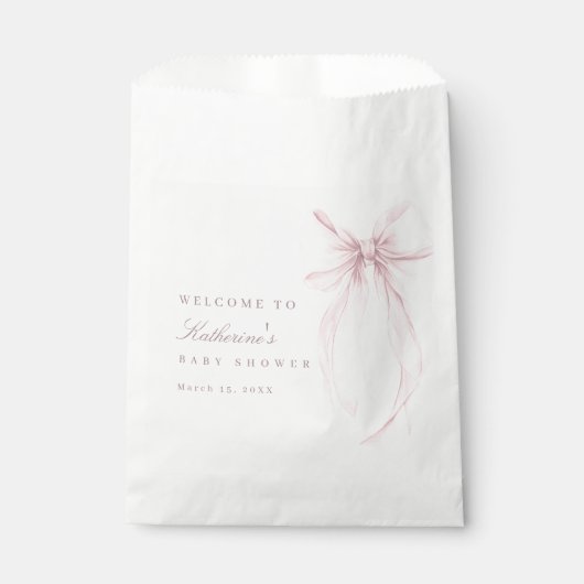 Pink Coquette Bow Baby Shower Bedankzakje (Voorkant)