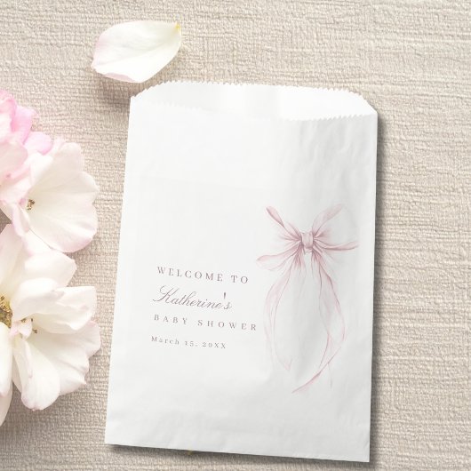 Pink Coquette Bow Baby Shower Bedankzakje