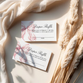 Pink Coquette Bow Baby Shower, Diaper Raffle Card Informatiekaartje