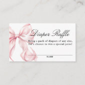Pink Coquette Bow Baby Shower, Diaper Raffle Card Informatiekaartje (Voorkant)