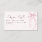 Pink Coquette Bow Baby Shower Diaper Raffle Informatiekaartje (Voorkant)