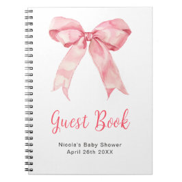 Pink Coquette Bow Baby Shower Guest Book Notitieboek