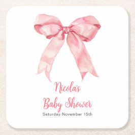 Pink Coquette Bow Baby Shower Kartonnen Onderzetters
