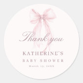 Pink Coquette Bow Baby Shower Ronde Sticker (Voorkant)