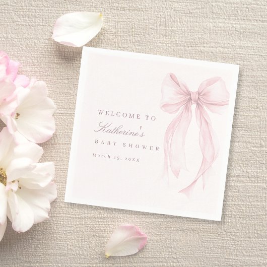 Pink Coquette Bow Baby Shower Servet