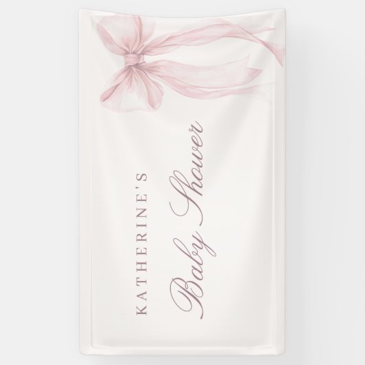 Pink Coquette Bow Baby Shower Spandoek (Verticaal)